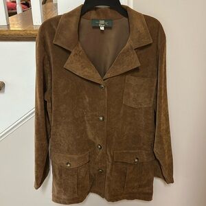 Orvis brown suede button down jacket